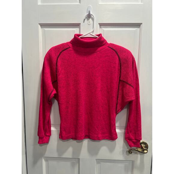 OBERMEYER Vintage Sport Shoulder Pads Hot Pink Turtleneck SIZE SMALL Pre Loved - Picture 1 of 6